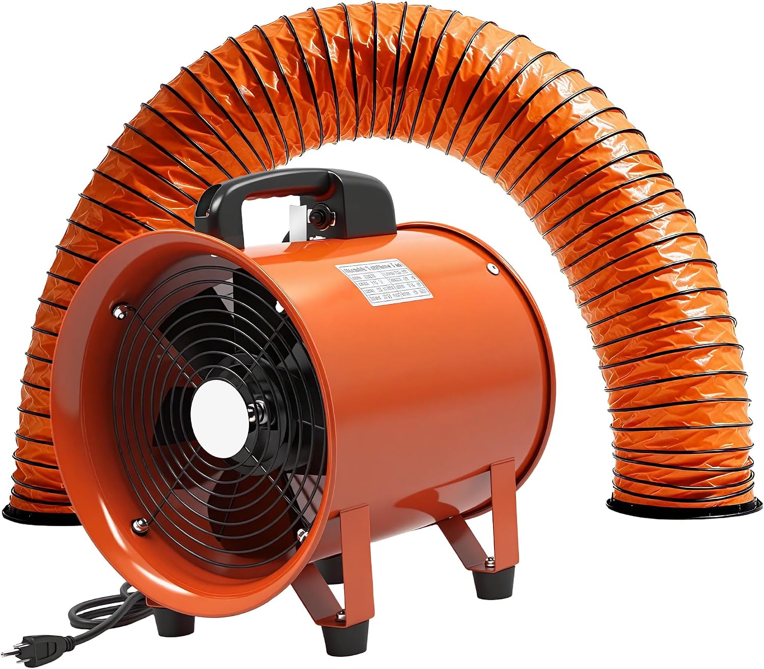 dreamdragon Upgraded 10-Inch Utility Blower Fan, Portable Industrial Exhaust Fan with 33ft Flexible Duct Hose, 3300 RPM Low-Noise Ventilator for Workshops Warehouses and Basements