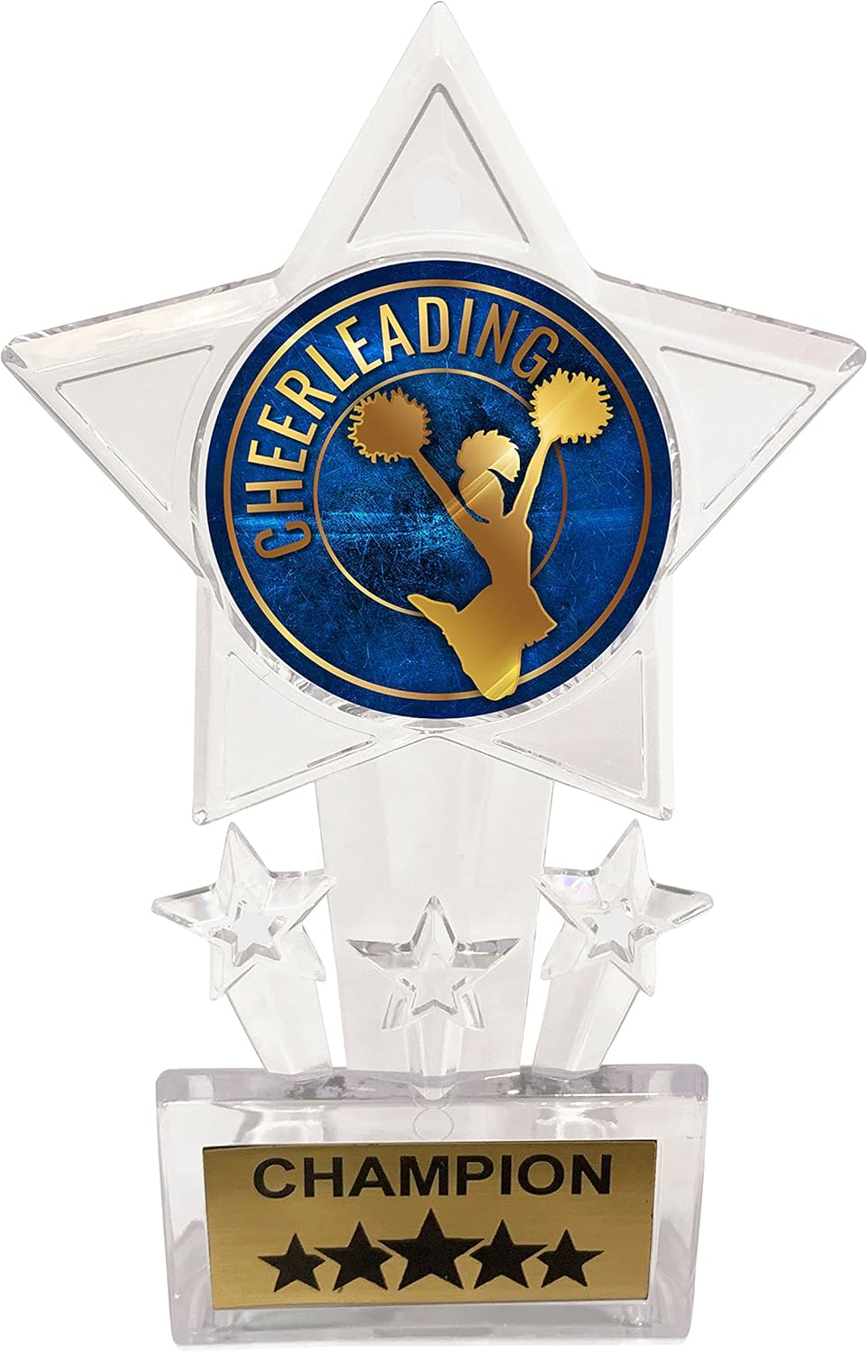 Express Medals 6.5 Inch Clear Acrylic Star Cheerleading Champion Trophy Award First Trophies Awards Prize Winner Gift Competition (Pack of 1)
