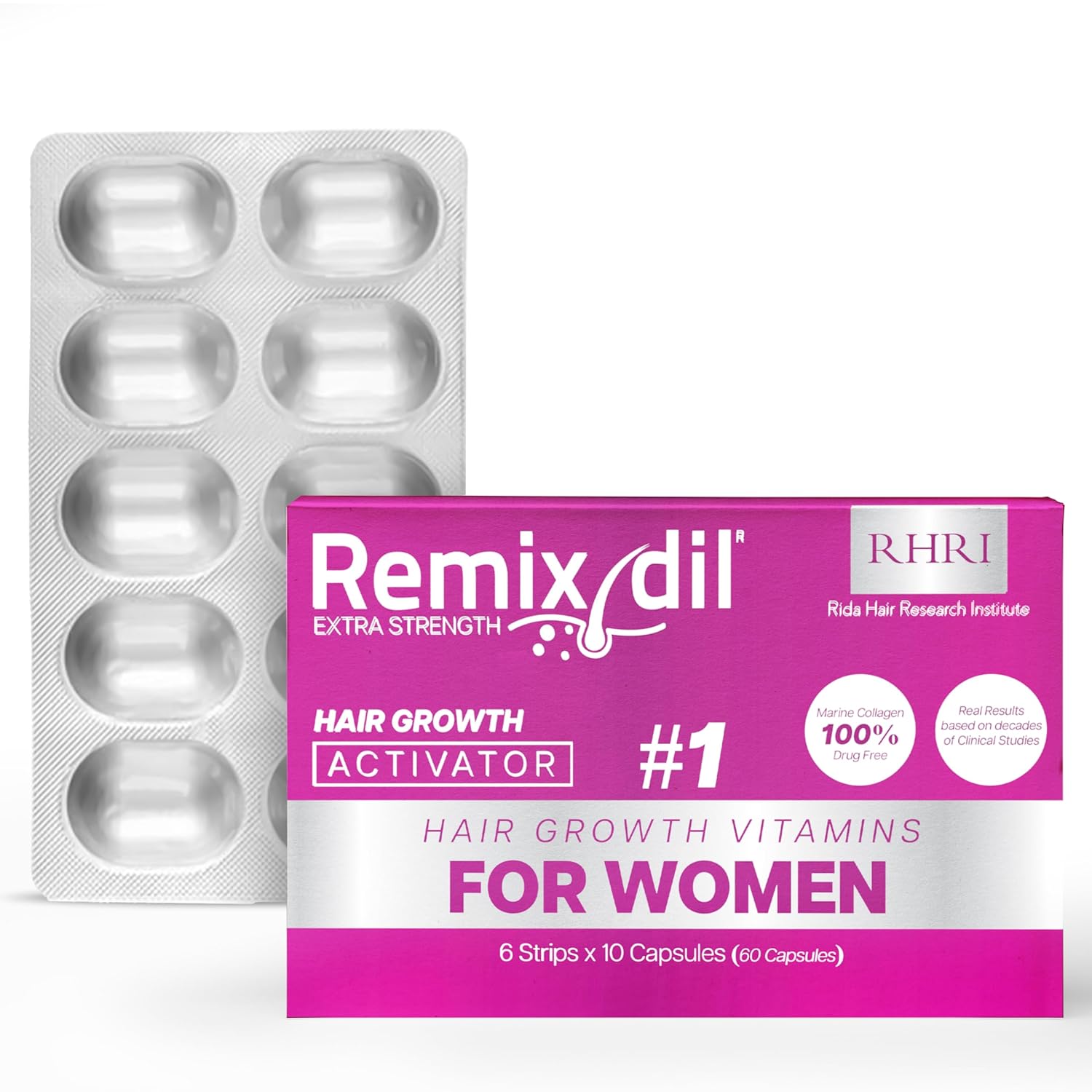 Hair Growth Vitamins for Visibly Thicker & Stronger Hair - Supplements for Hair Loss Treatment and Thinning Hair in Women