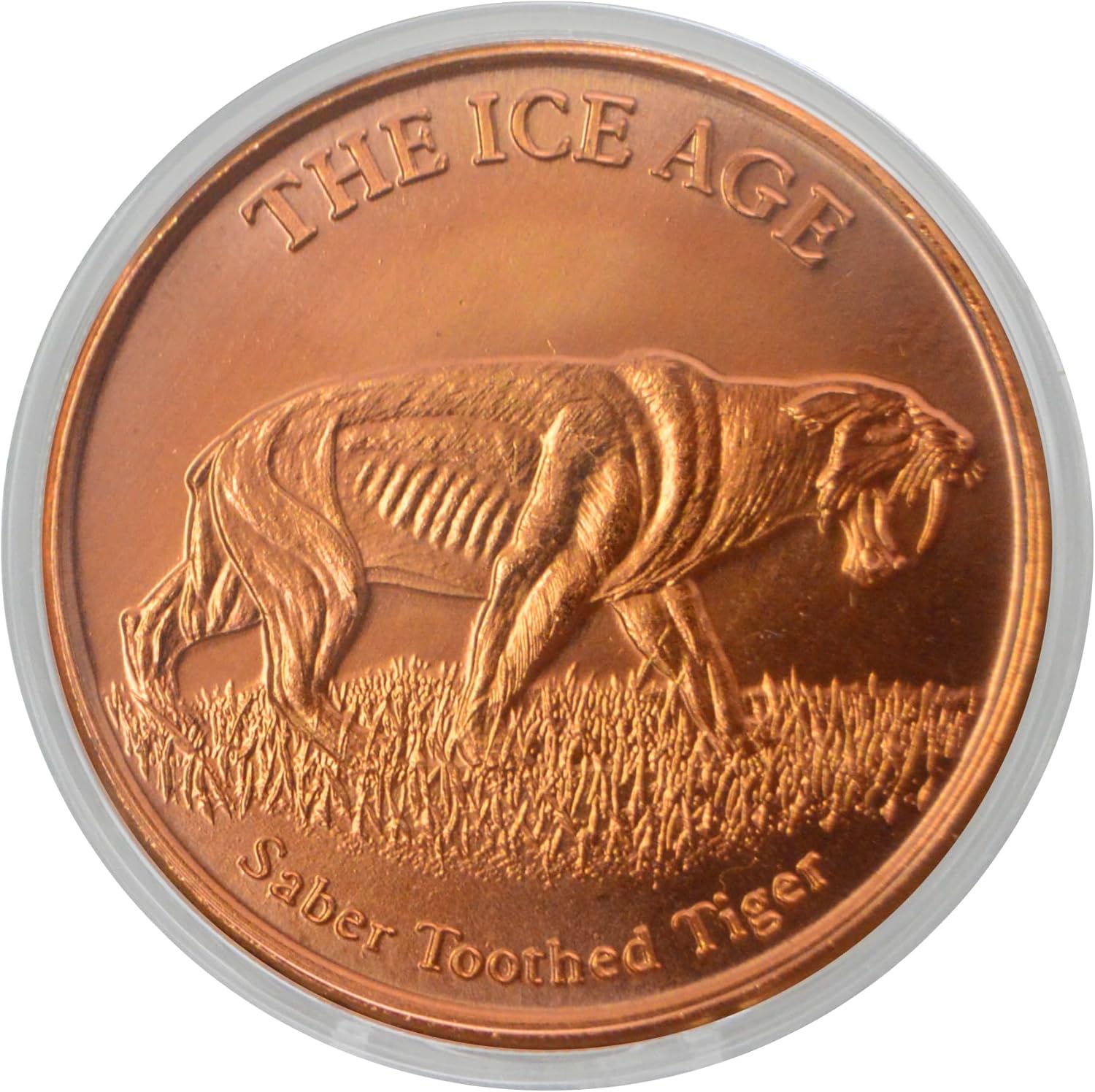 Ice Age Saber-Toothed Tiger 1 oz Pure .999 Copper Round Bullion Coin in Capsule - COA by Heavenly Metals