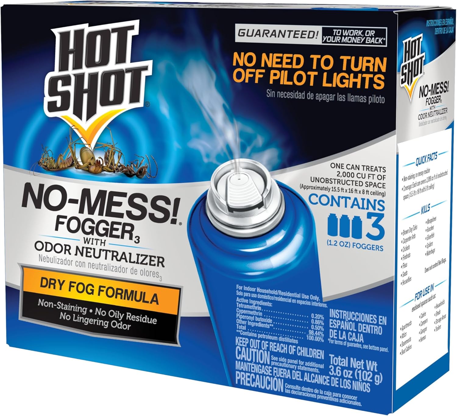 Hot Shot No-Mess! Fogger With Odor Neutralizer 3 Count-1.2 Ounce Cans