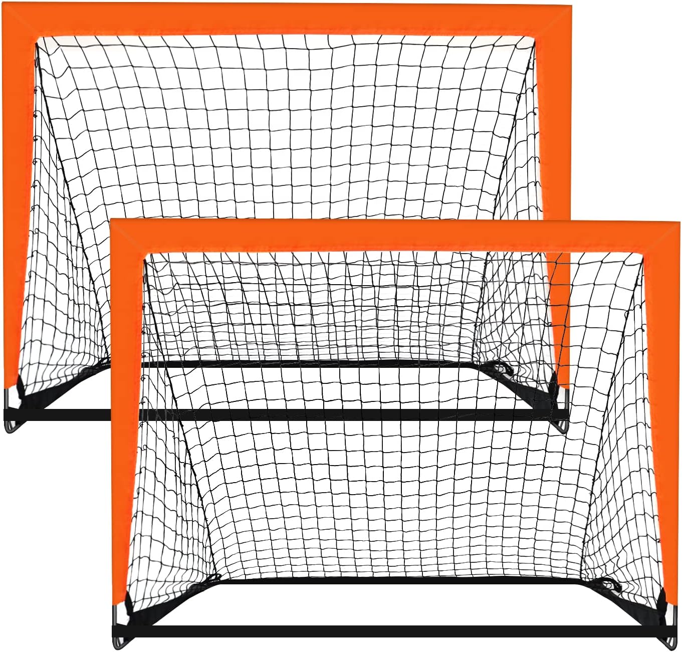 2 Pack 4’ x 3’ Size Portable Kid Soccer Goals for Backyard, Indoor and Outdoor Pop Up Soccer Goals, Orange, Theresduet