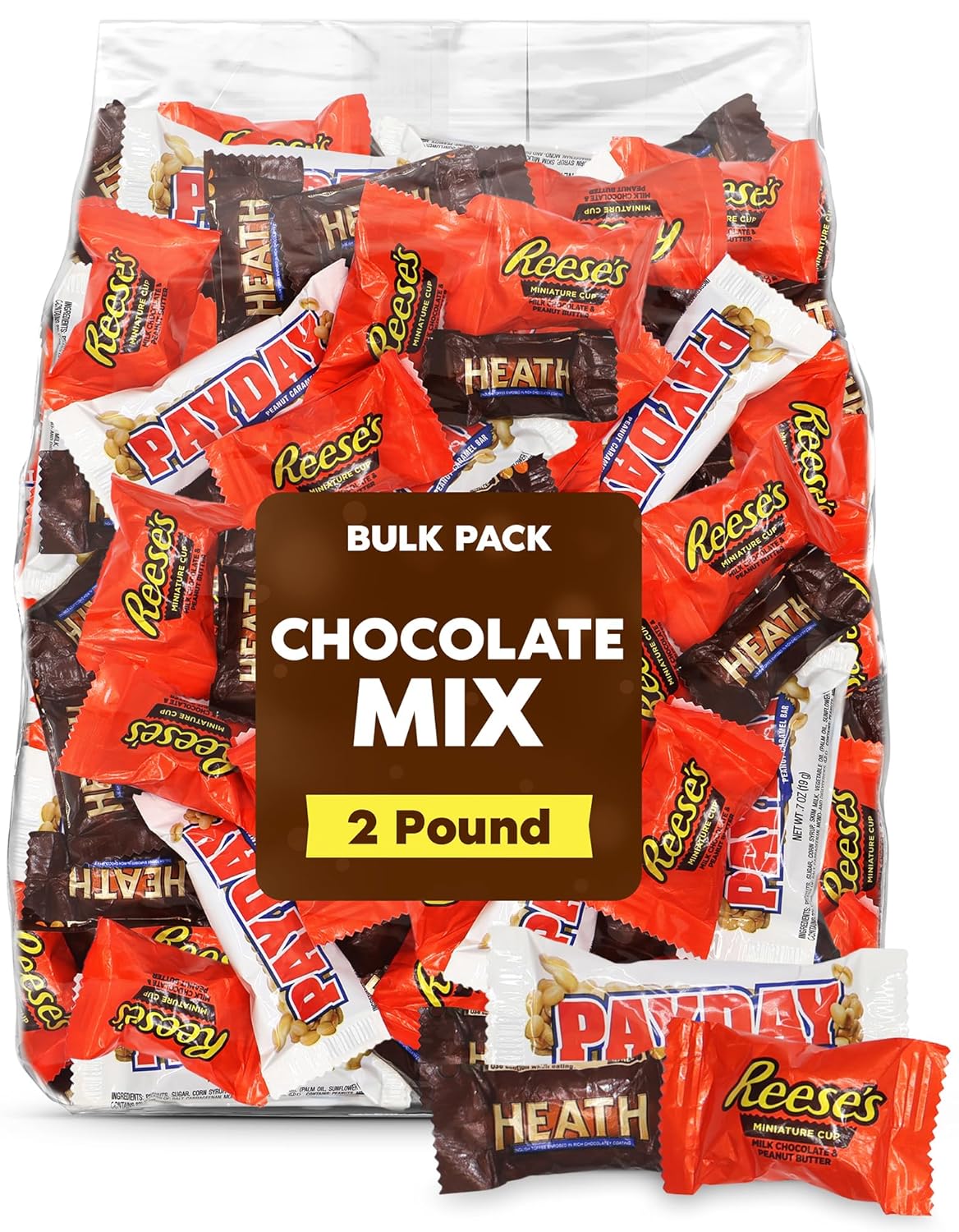 Bulk 2 Pound Chocolate Candy Bars Variety Mix – Individually Wrapped Assorted Candies For Graduation Parties, Office Snacks, Events & Candy Buffets