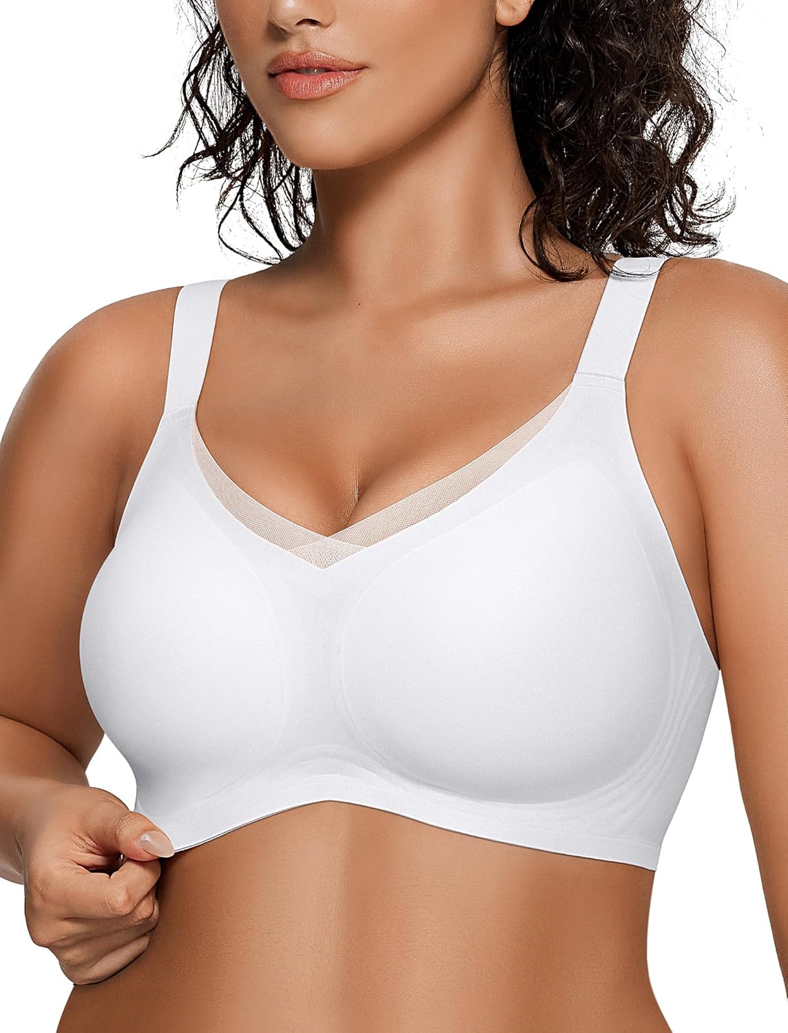 OEAK Womens Wireless Bras V Mesh Comfortable Bralette Supportive Tshirt Bra No Underwire Seamless Push Up Everyday Bras