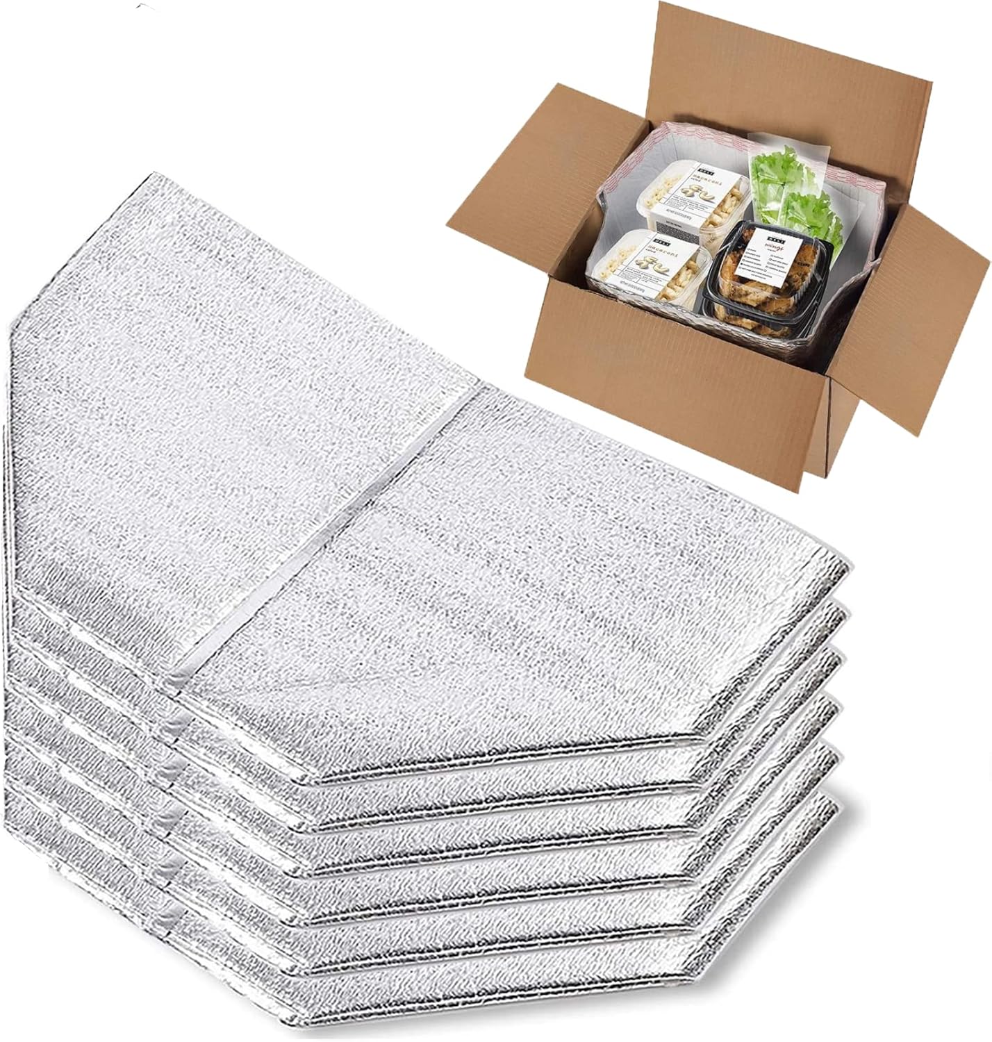 Smilco Thermal Box Liners - Reusable Insulation Bags, 13 x 8.5 x 12 Metalized Liners, 6 PCS for Lunch & Shopping Bags, Waterproof Insulation