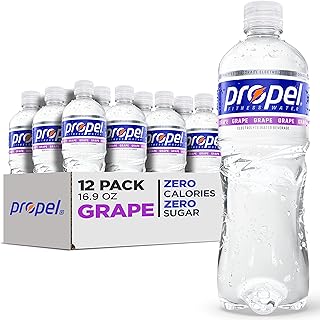 Propel, Grape, Zero Calorie Sports Drinking Water with Electrolytes and Vitamins C&E, 16.9 Fl Oz (Pack of 12)