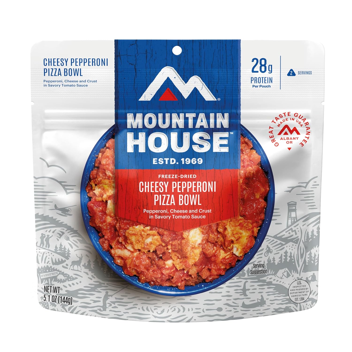Mountain House Cheesy Pepperoni Pizza Bowl | Freeze Dried Backpacking & Camping Food | 2 Servings
