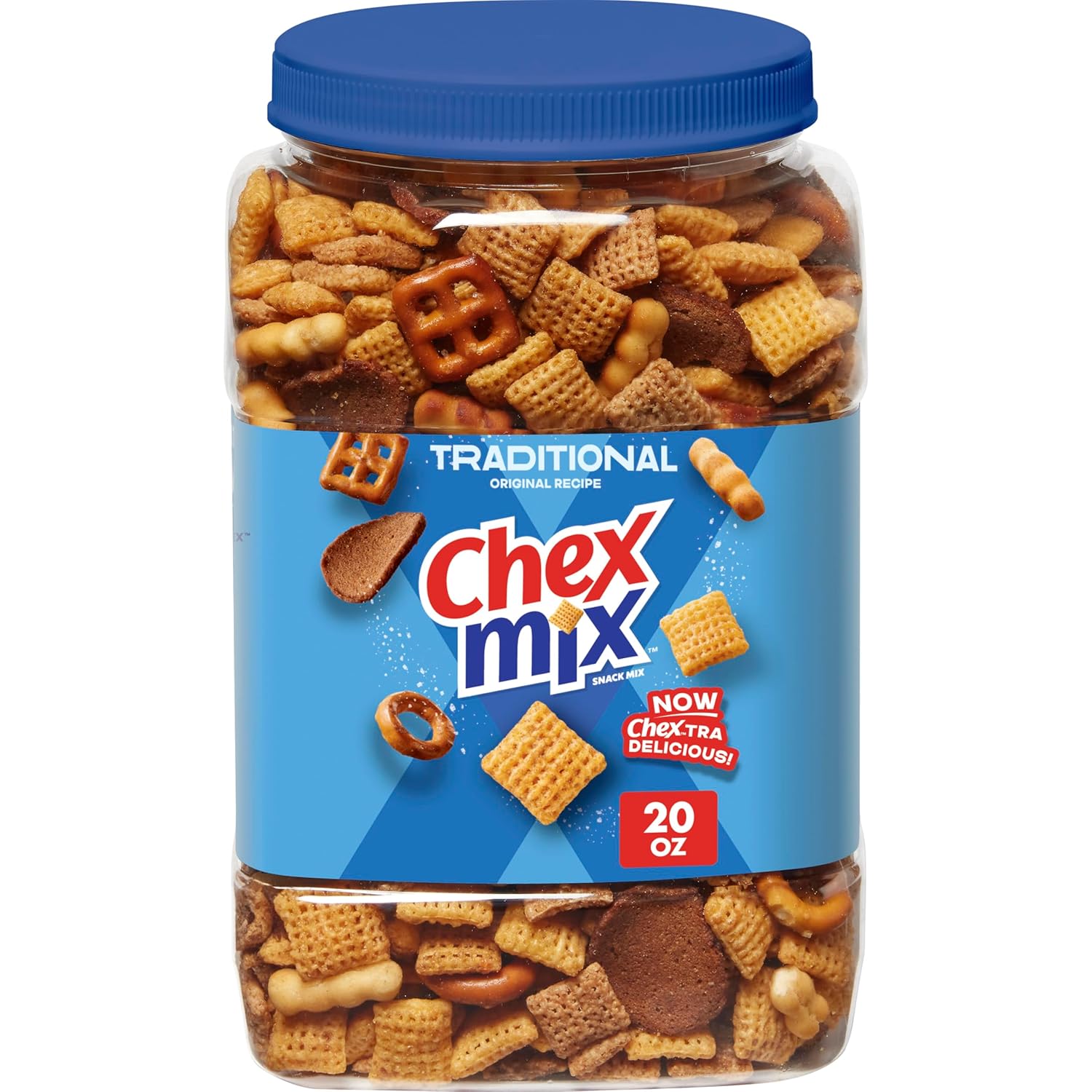 Chex Mix Traditional Original Recipe Snack Mix, Snacks, Tub, 20 oz