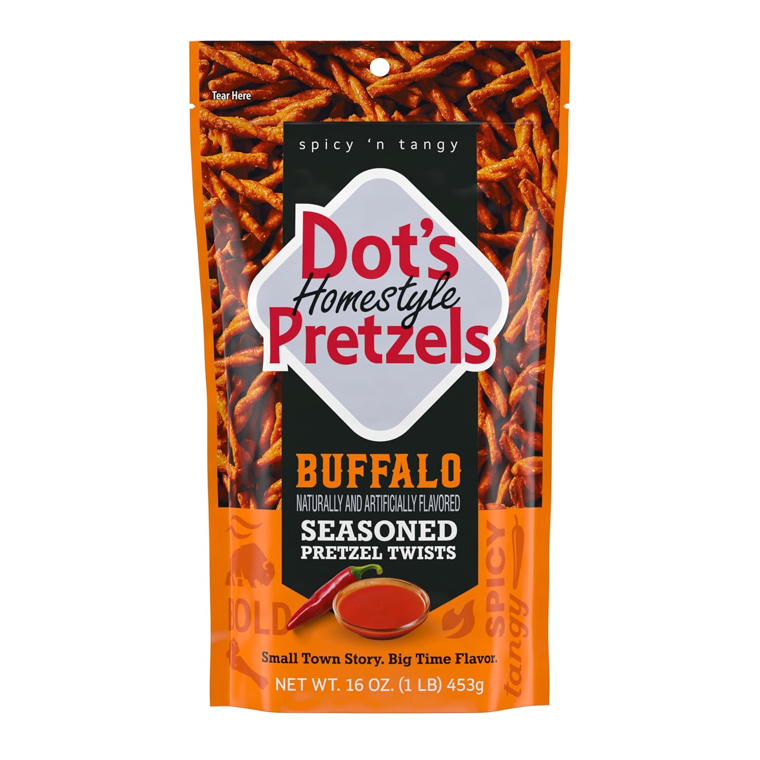 Dot's Pretzels Buffalo Seasoned Pretzel Twists Snack Bag, 16 oz