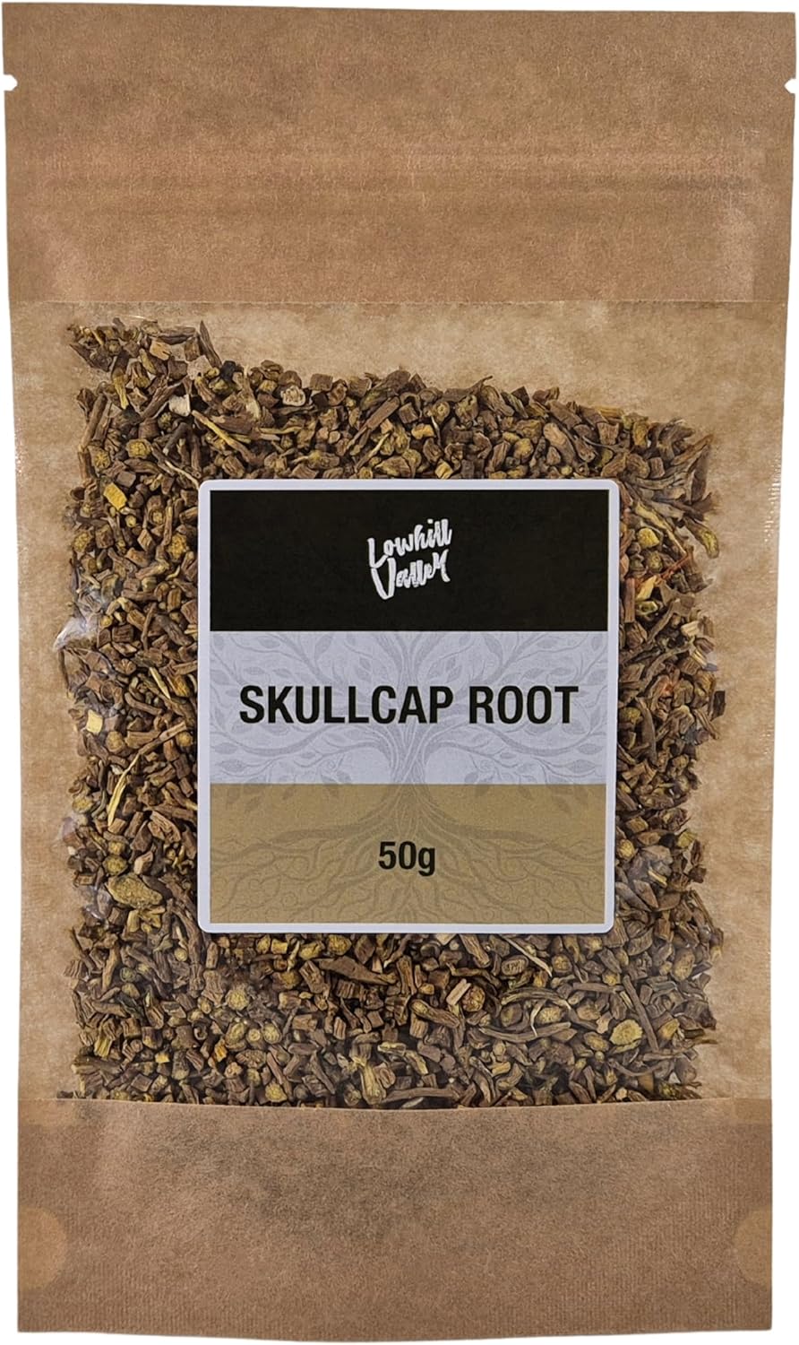 Lowhill Valley Skullcap Root - Cut and Dried Scutellaria Baicalensis - Herbal Infusion - For Relaxation & Mental Well-Being - 100% Natural And Pure - 50g