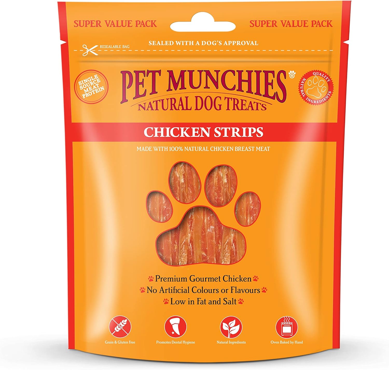 Pet Munchies Chicken Strips Dog Treats, Value Pack Dog Chews with Natural Real Meat, Low in Fat and High in Protein 320 g (Pack of 1), Clear