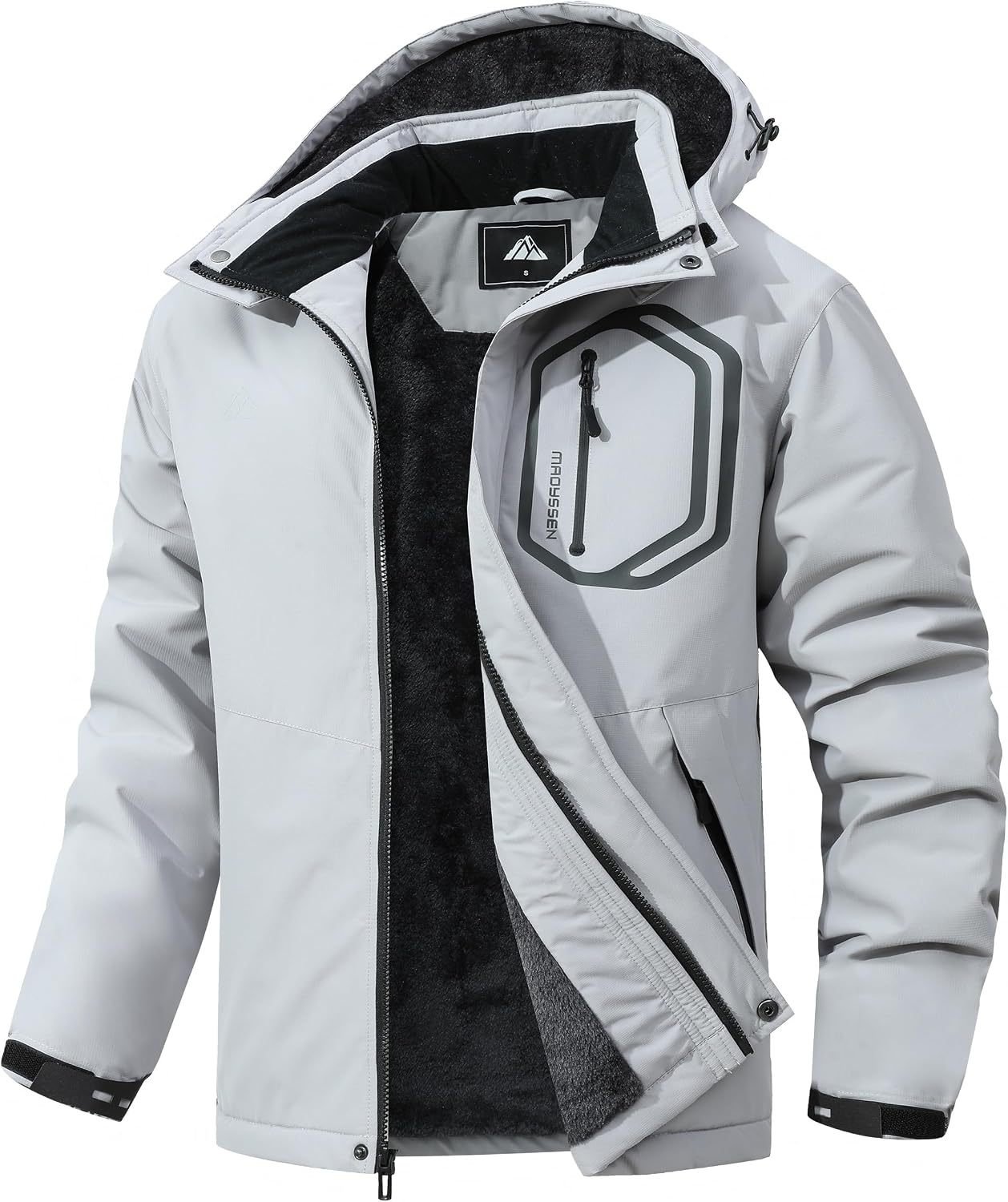 Men's Detachable Hooded Ski Jacket - Waterproof Padded Warm Lined Winter Jacket, Windproof Parka
