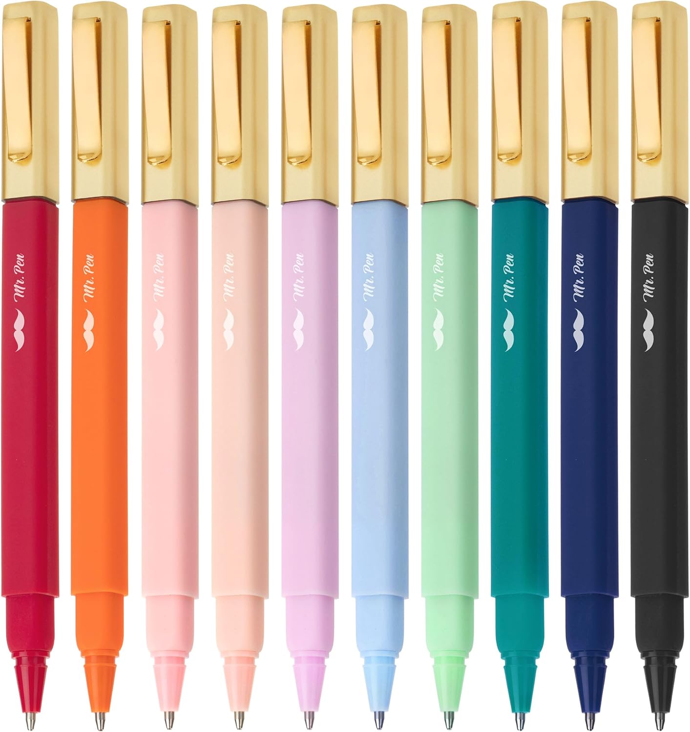 Mr. Pen- Aesthetic Pens, 10 Pack, Assorted Colors, Fast Dry, No Smear Bible Pens No Bleed Through, Fine Point Pen, Ballpoint Pens Ballpoint, Fine Tip Pens for Note Taking, Pens Aesthetic