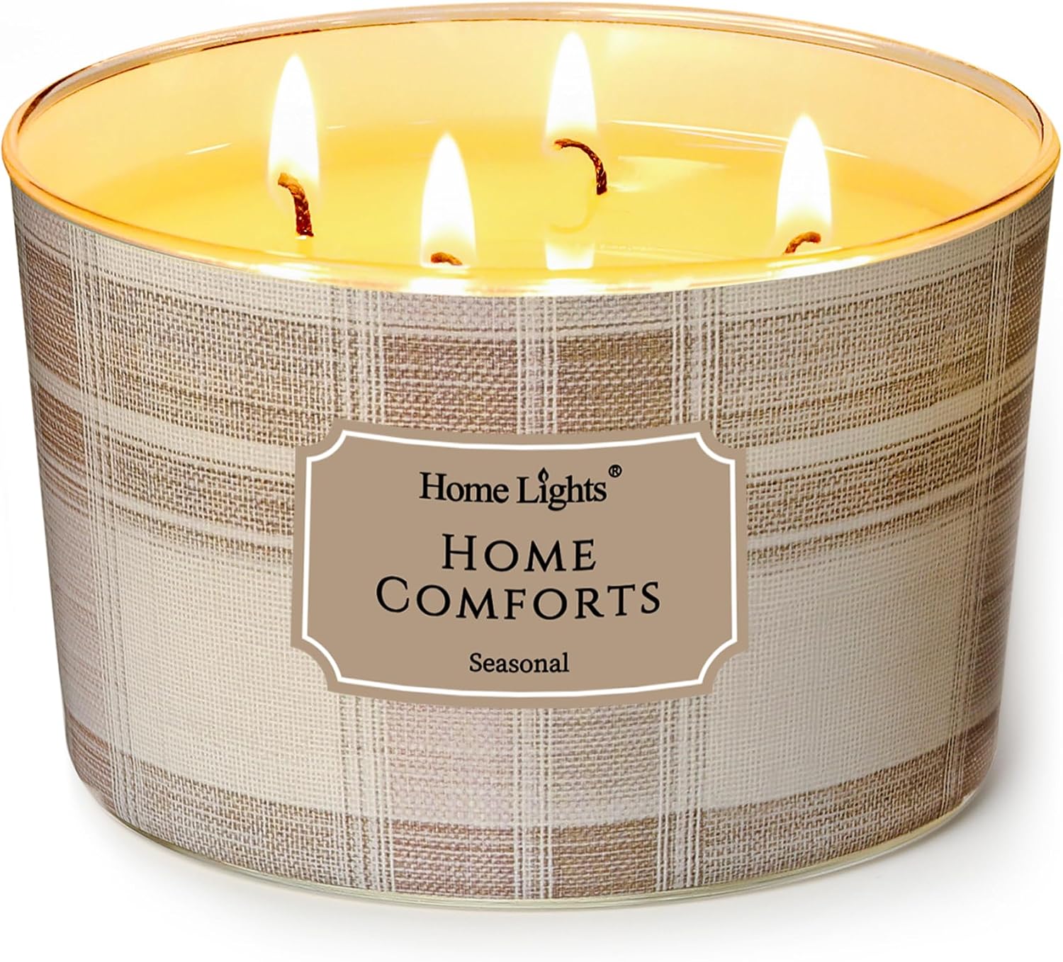 Home Lights Home Comforts Scented Candles, 18oz Soy Candles Rustic Modern 4-Wick Large Candle Jars | Ideal Candle Gifts for Events, Home Decor Stress, Relief & Relaxation