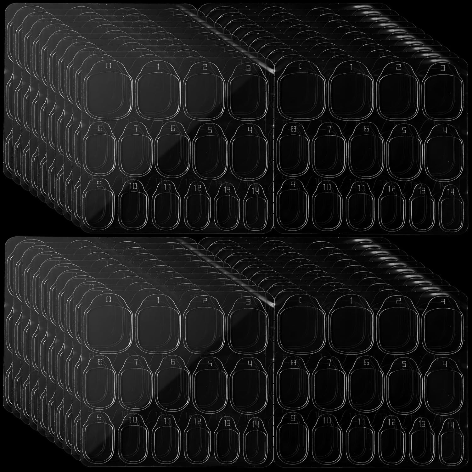 BOXOB 600pcs False Nail Glue Tabs, 15 Sizes Waterproof Breathable Double Sided Sticky Jelly Gel Press on Nail Adhesive Tabs 40 Sheets Transparent Glue Stickers Fit Most People