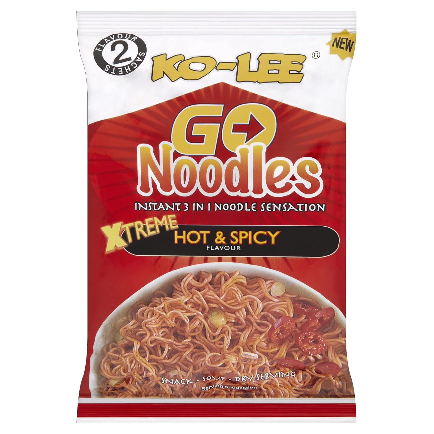 Ko-Lee Xtreme Hot & Spicy Go Instant Noodles, Red, 85 g, Pack of 24