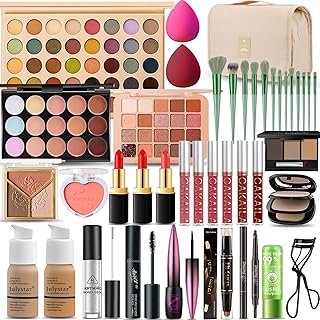 All in One Makeup Kit for Women Full Kit, Professional Travel Makeup Kit for Women & Teens, Foundation Eyeshadow Lipstick Brow Pencil Eyeliner Contour Powder, Complete Make Up Gift Set for Beginners