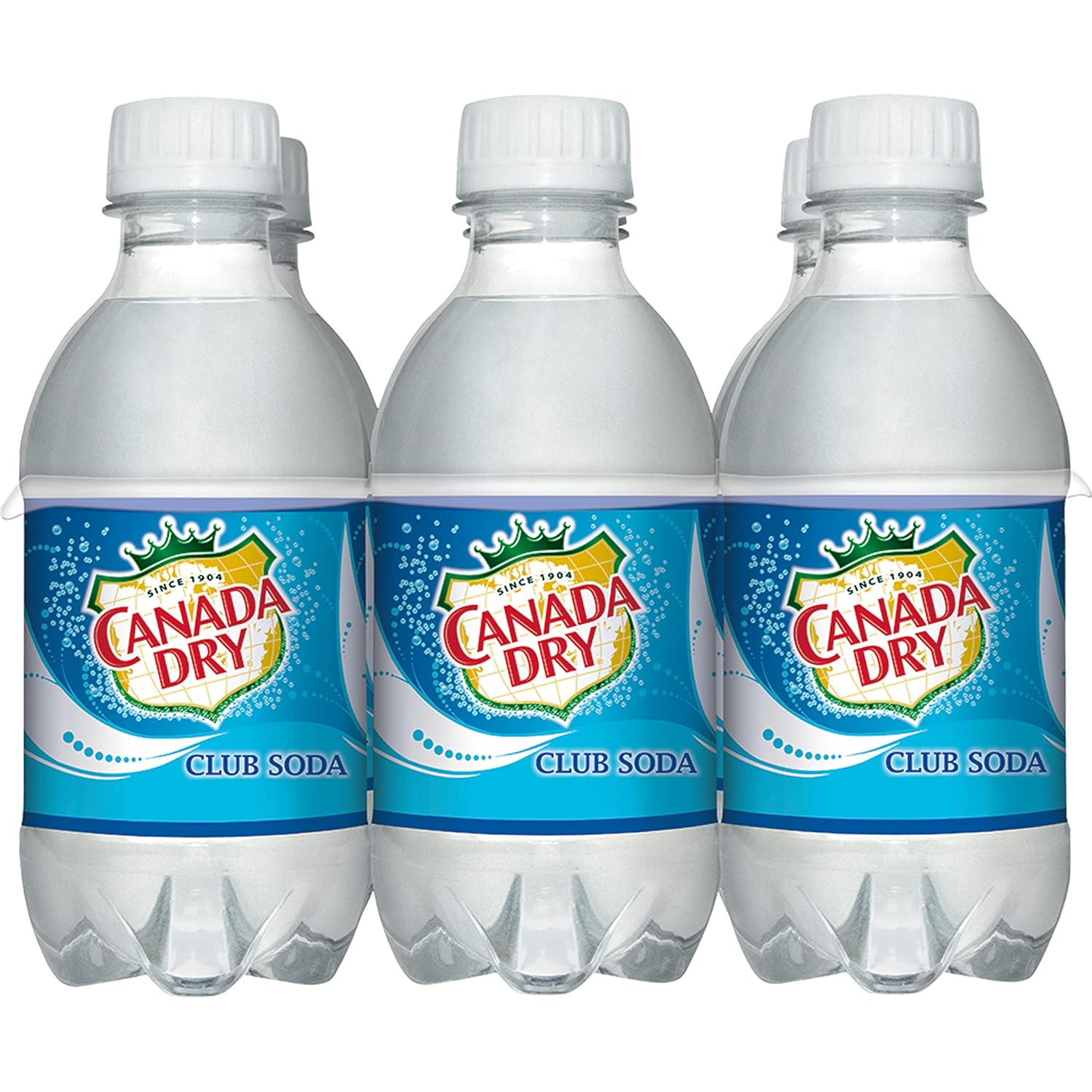 Canada Dry Club Soda, 10 fl oz plastic bottles, 6 pack