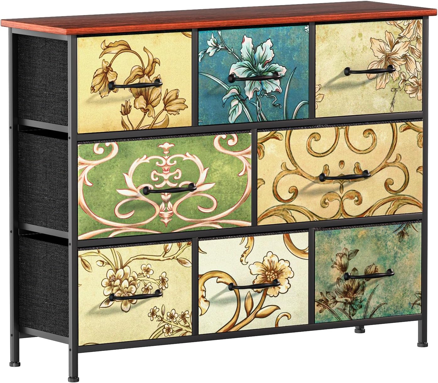 Hanviter 8 Drawer Chest of Drawers - Large Storage Drawers with Durable Metal Frame and Wooden Top Fabric Chest of Drawers Bedroom, Living Room, Kids Room