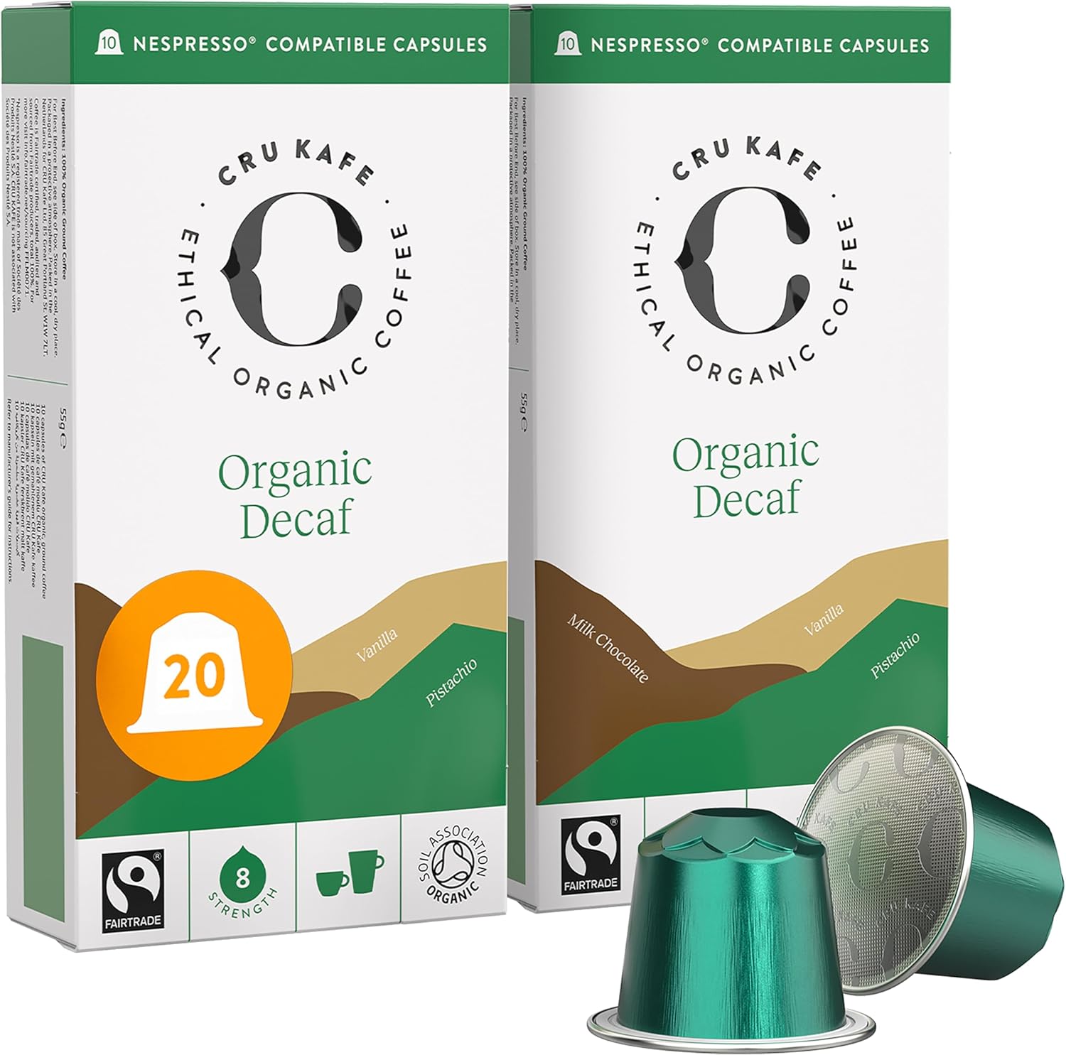 Cru Kafe Organic Decaf Espresso Single-Serve Organic Arabica Coffee Pods (20 Pods) Compatible with Nespresso Original Line