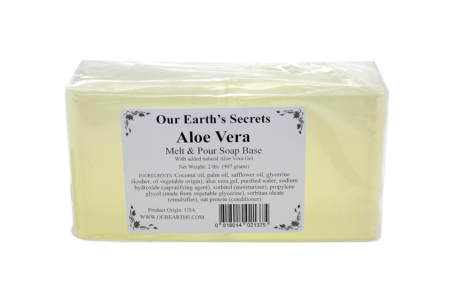 Our Earth's Secrets - 2 Lbs Melt and Pour Soap Base - Aloe Vera