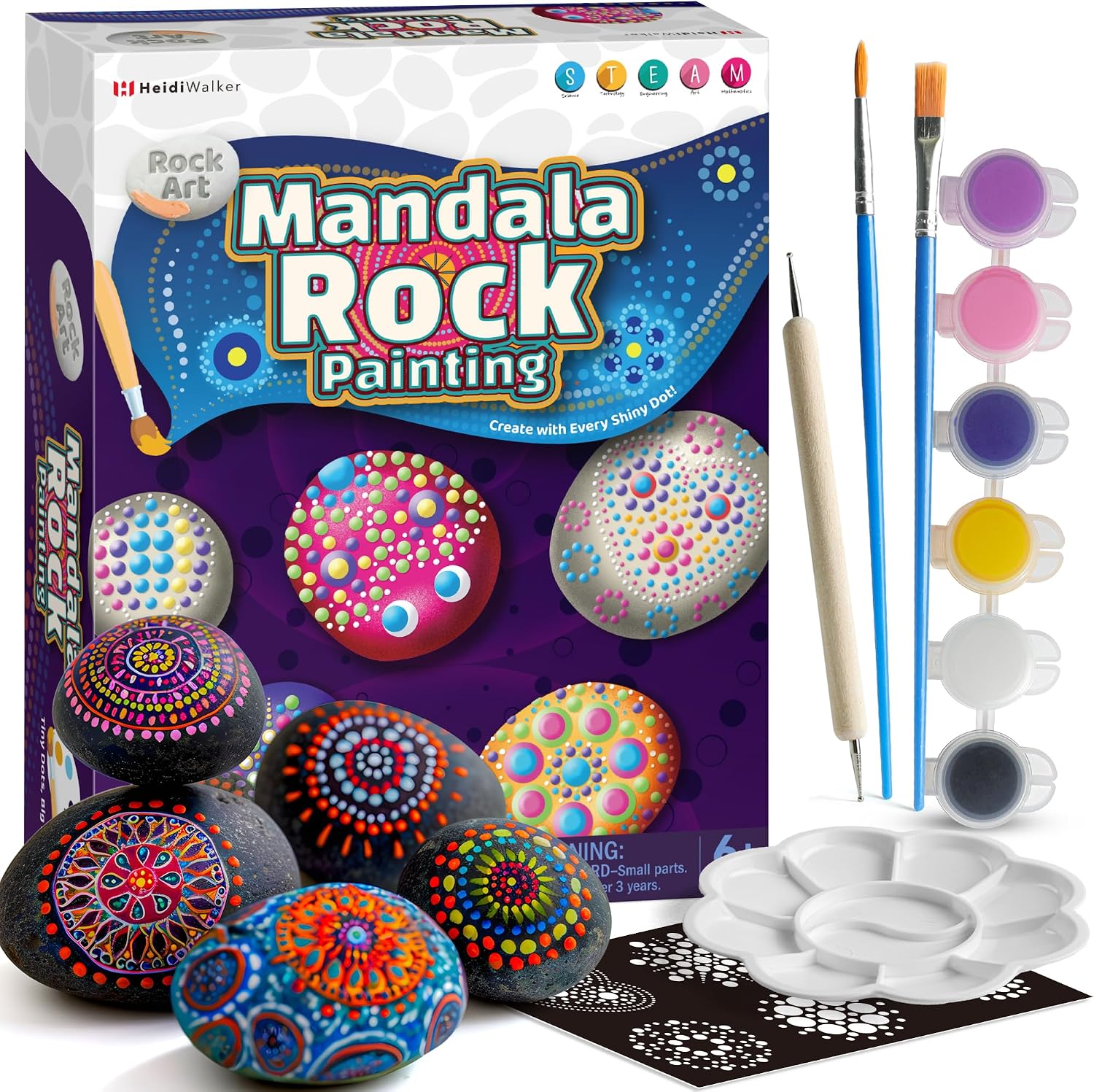Piano Potato Mandala Rock Painting Kit, Rock Painting Kit for Kids Ages 6-12, Arts & Crafts Christmas Gifts with All Supplies for Creative Art Toys & Craft Activities
