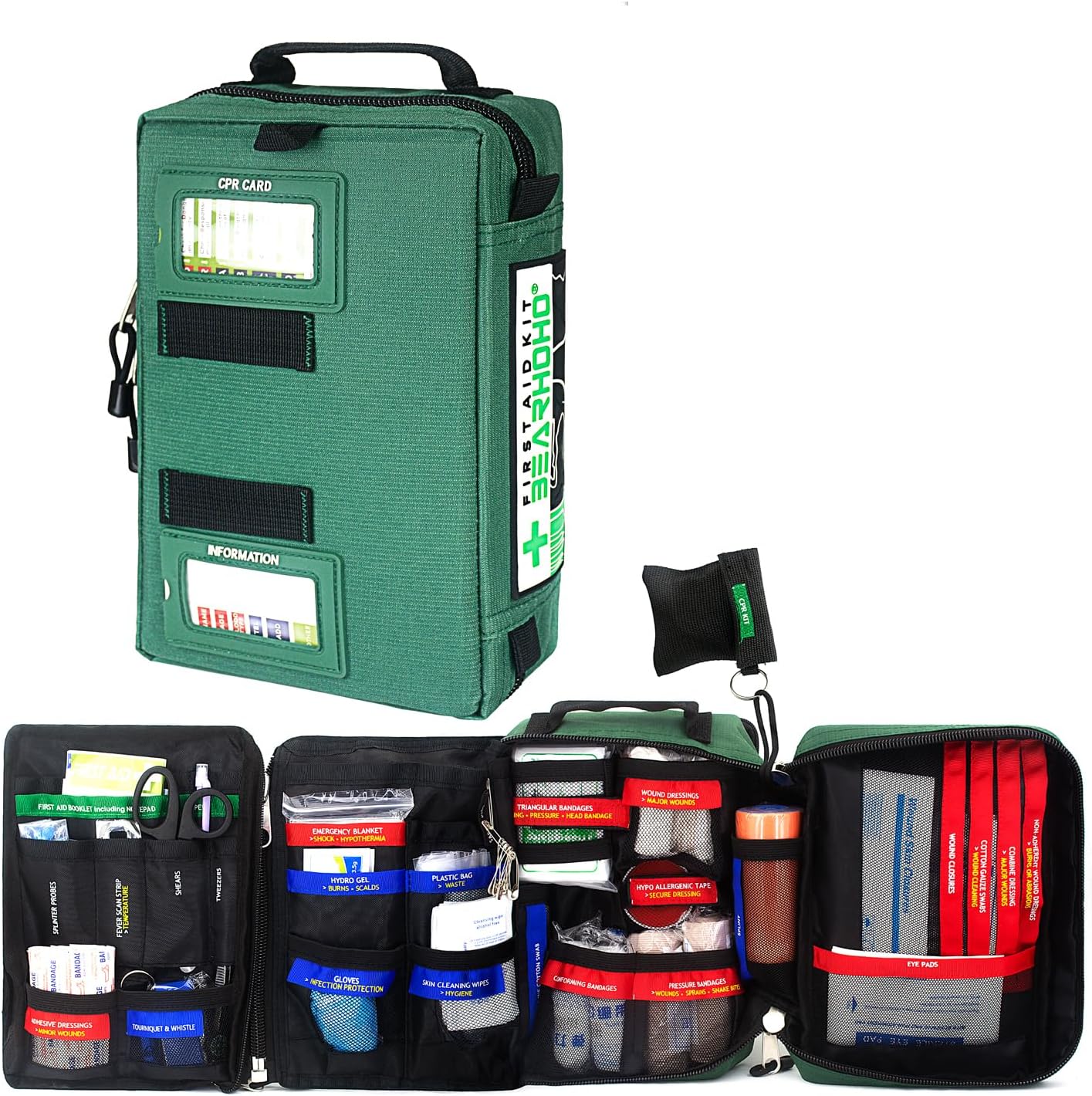 255PCs Pro First Aid Kit Emergency Survival Trauma Kit Medical Kit with Labeled Compartments for Boat Car Truck Camping Hiking Travel & Backpacking