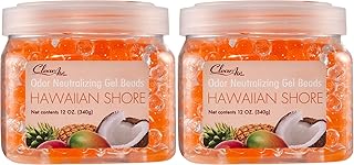 Clear Air Odor Eliminator Gel Beads - 12 oz, Pack of 2 - Air Freshener Made with Essential Oils - Eliminates Odors in Bathrooms, Cars, Boats, RVs & Pet Areas - Hawaiian Shore Scent