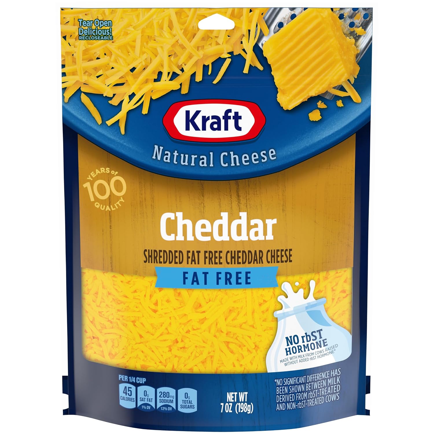 Kraft Fat Free Natural Cheddar Shredded Cheese (7 oz Pouch)