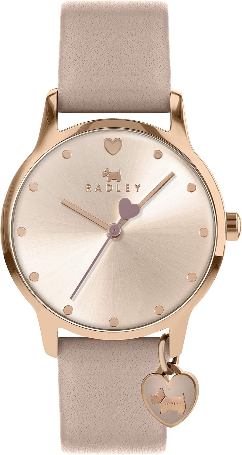 Radley Heart Dial Ladies Cobweb Leather Strap Heart Charm Watch RY2916A
