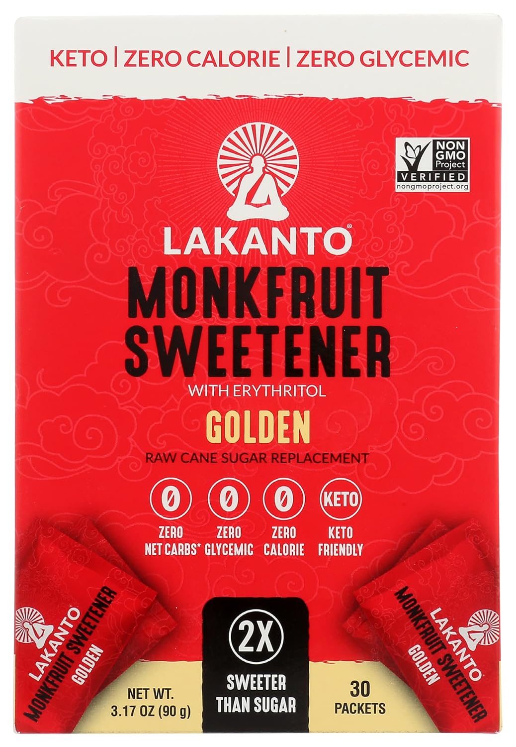 Lakanto Sugar Free Golden Monkfruit Sweetener, Packaging May Vary,3.17 Ounce (Pack of 8)
