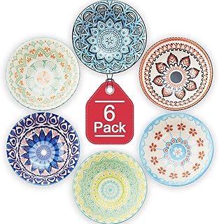 Farielyn-X 24oz Premium Porcelain Bowl Set - Microwavable, Heat/Cold Resistant Bowls for Cereal, Soup, Salad, Pasta, Rice - 6 Pack