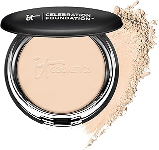IT Cosmetics Celebration Foundation - Full-Coverage, Anti-Aging Powder Foundation - Blurs Pores, Wrinkles & Imperfections - With Hydrolyzed Collagen & Hyaluronic Acid - 0.3 oz