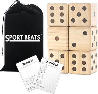 SPORT BEATS Giant Wooden Yard Dice, Outdoor Games Set of 6 with Two Games Party Lawn Games