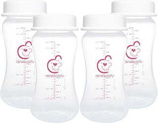 Nenesupply 9oz 4 Count Wide Neck Breast Pump Bottles Use as Bottles for Pumping with Spectra S1 Spectra S2 9 Plus Breast Pumps. Pump Bottles for Spectra Pump. Breastmilk Storage and Collection Bottles