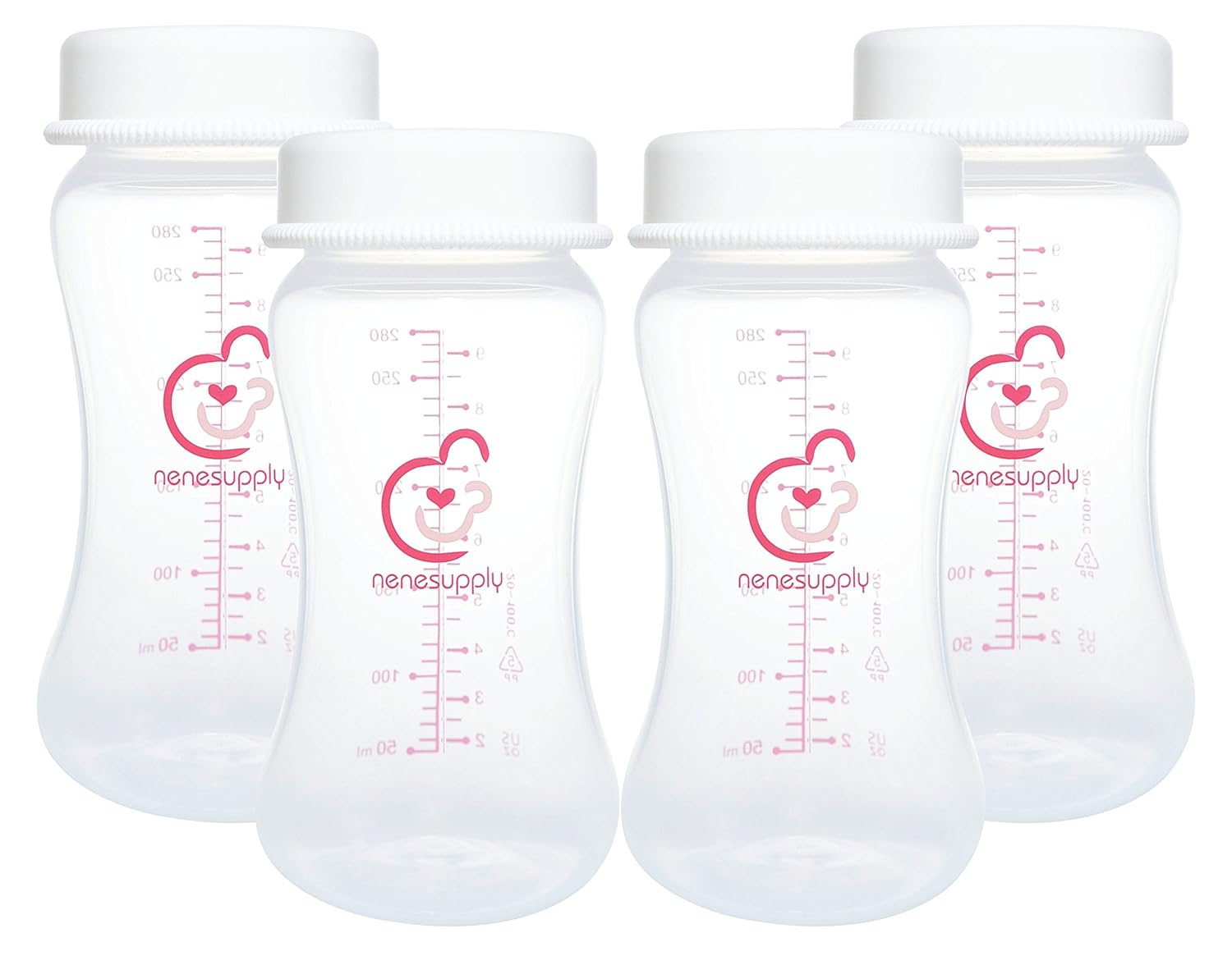 Nenesupply 9oz 4 Count Wide Neck Breast Pump Bottles Use as Bottles for Pumping with Spectra S1 Spectra S2 9 Plus Breast Pumps. Pump Bottles for Spectra Pump. Breastmilk Storage and Collection Bottles