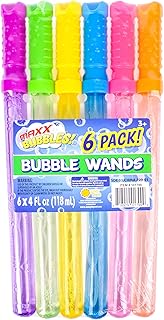 Sunny Days Entertainment Maxx Bubbles 4oz Bubble Wands – 6 Pack Bubble Wand Toy | Summer Fun, Outdoor Birthday Party Favors for Kids, 101799 Blue
