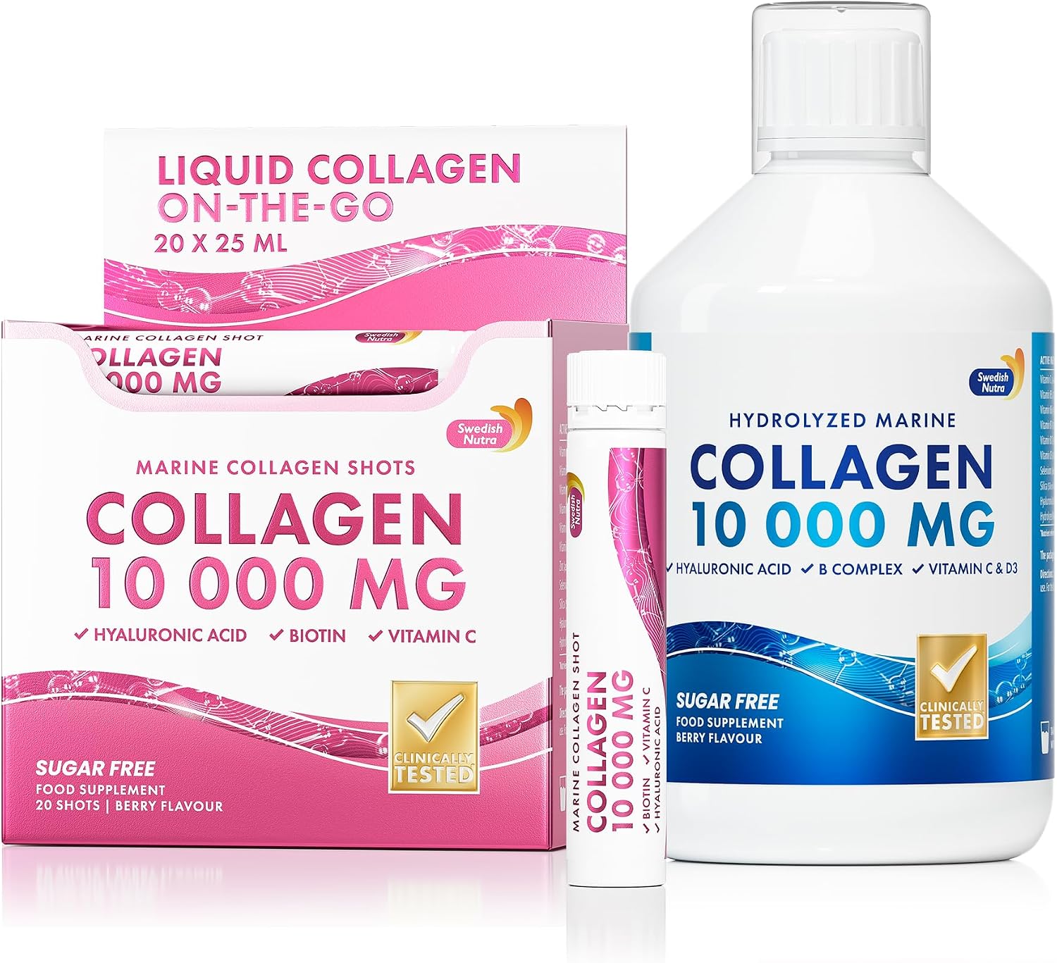 Swedish Nutra Marine Collagen 10,000 mg Liquid 500 ml & 20 Daily Shots