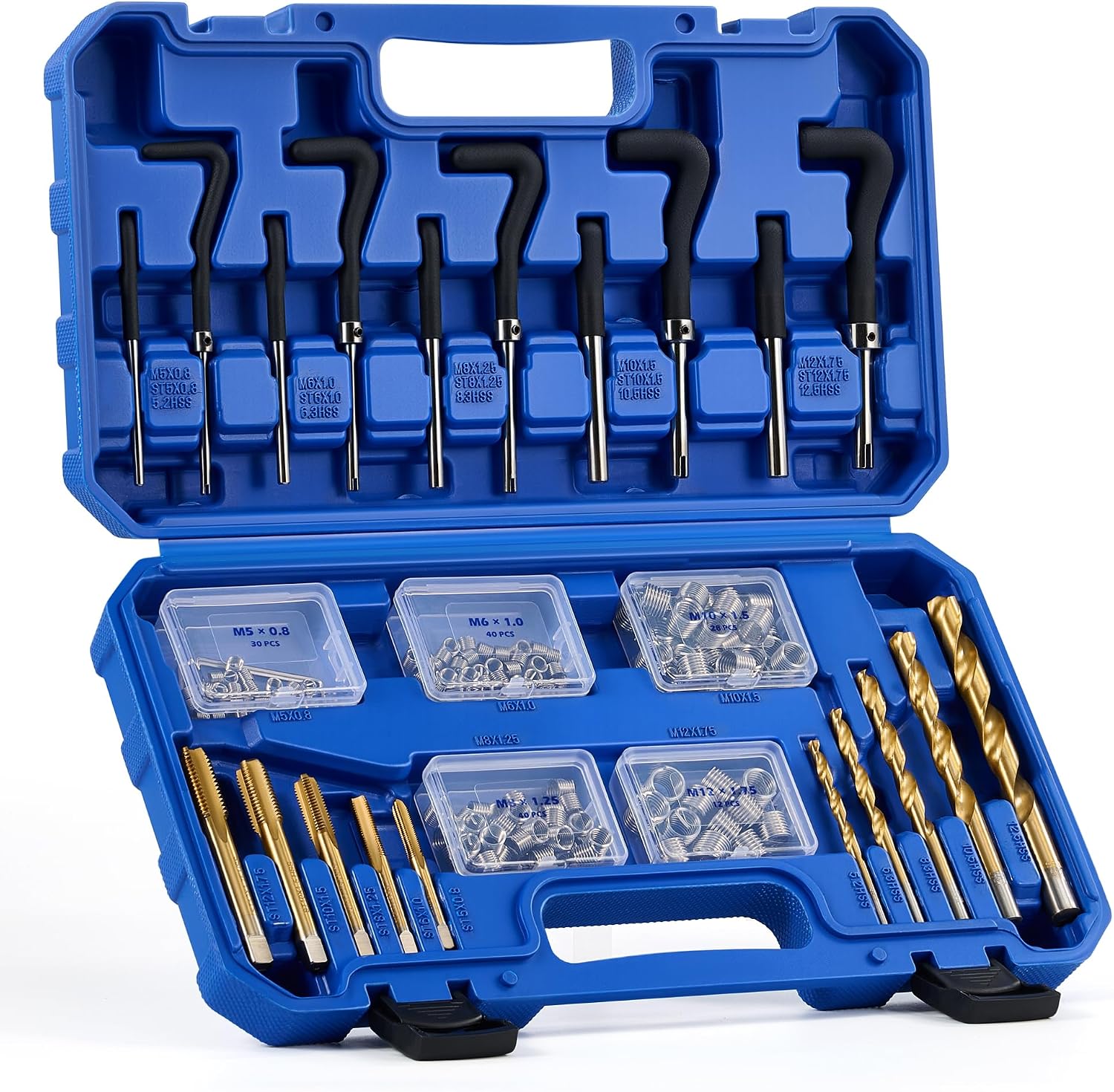 OMT 172pc Thread Repair Kit Metric Restorer with Drill Bits Taps Inserts