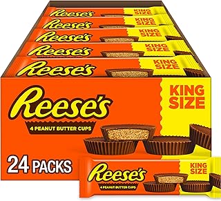 REESE'S Milk Chocolate King Size Peanut Butter Cups, Candy Packs, 2.8 oz (24 Count)