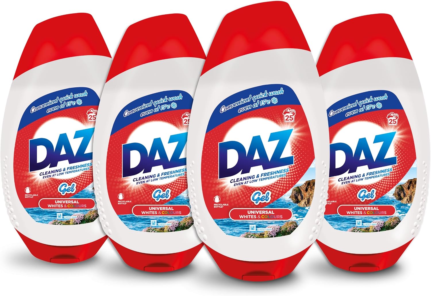 Daz Gel Laundry Detergent, 100 Washes, Stain Removal For Clothes, Washing Liquid For Whites & Colours, Brilliant Cleaning Even In Cold Washes (875ML X 4)