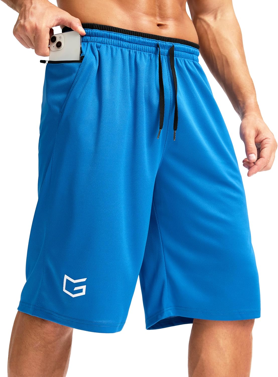 G Gradual Men's Long Basketball Shorts with Zipper Pocket 11'' Quick Dry Gym Shorts Lightweight Mesh Athletic Shorts for Men