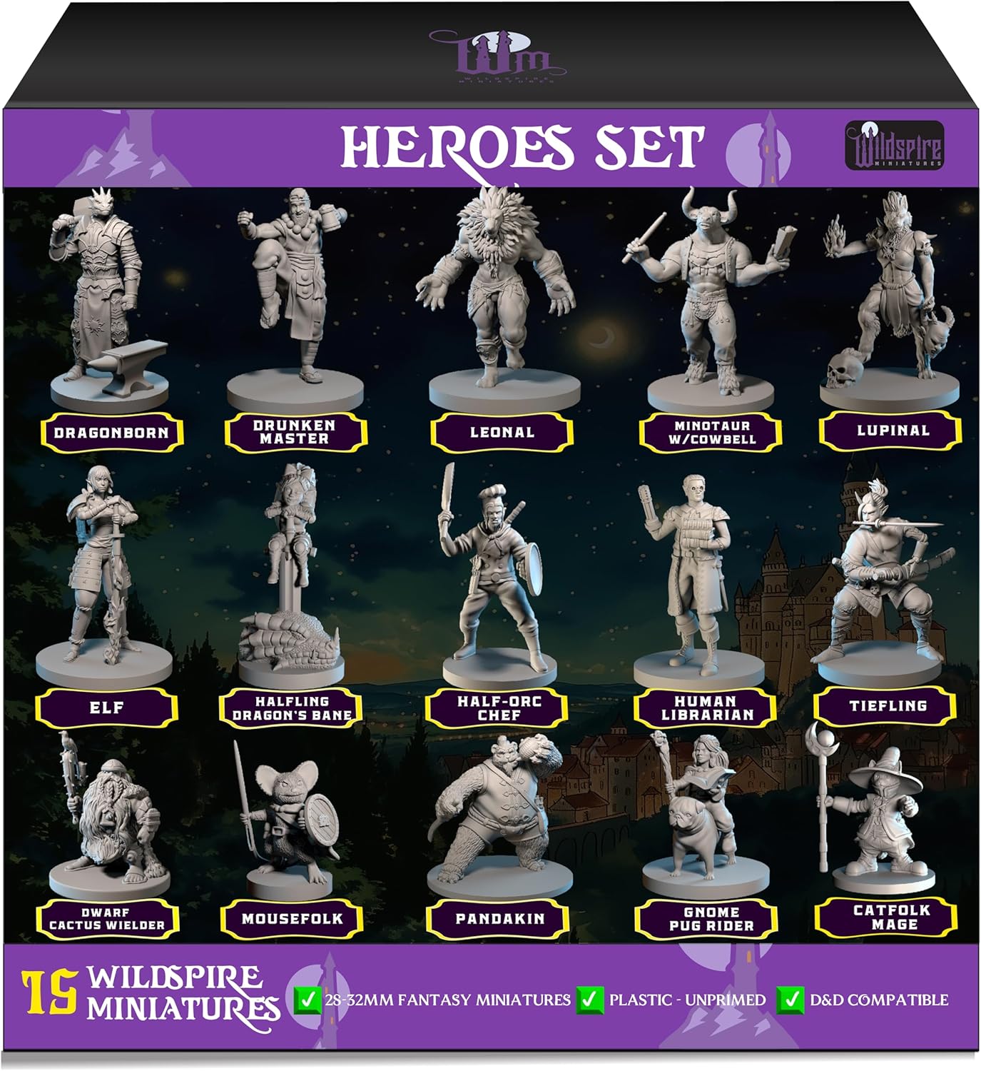 15 Hero Character & NPC Miniatures for DND Miniatures D&D Miniatures & Dungeon and Dragons Minis DND Figures for D and D Fantasy Tabletop RPG DND Character Miniatures Bulk Unpainted DND Mini Figures
