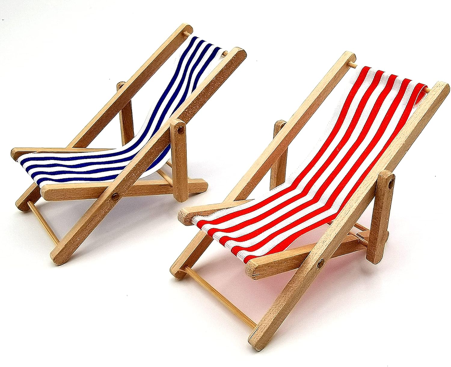 Dollhouse Decoration, Mini Wooden Folding Beach Sunbath Chair Longue Deck Chair Craft Dollhouse Accessories