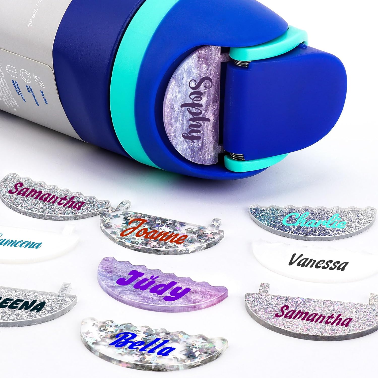 WALLFID Custom Name Plate Topper Compatible for 24oz Owala Water Bottle Lid,Personalized Name Plate for Drinking Cup Lid,Accessory Charm Suitable for Owala (Semicircle)