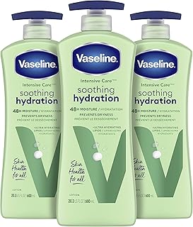 Vaseline Intensive Care Body Lotion for Dry Skin Soothing Hydration Lotion Made with Ultra-Hydrating Lipids + 1% Aloe Vera Extract to Refresh Dehydrated Skin 20.3 oz, Pack of 3