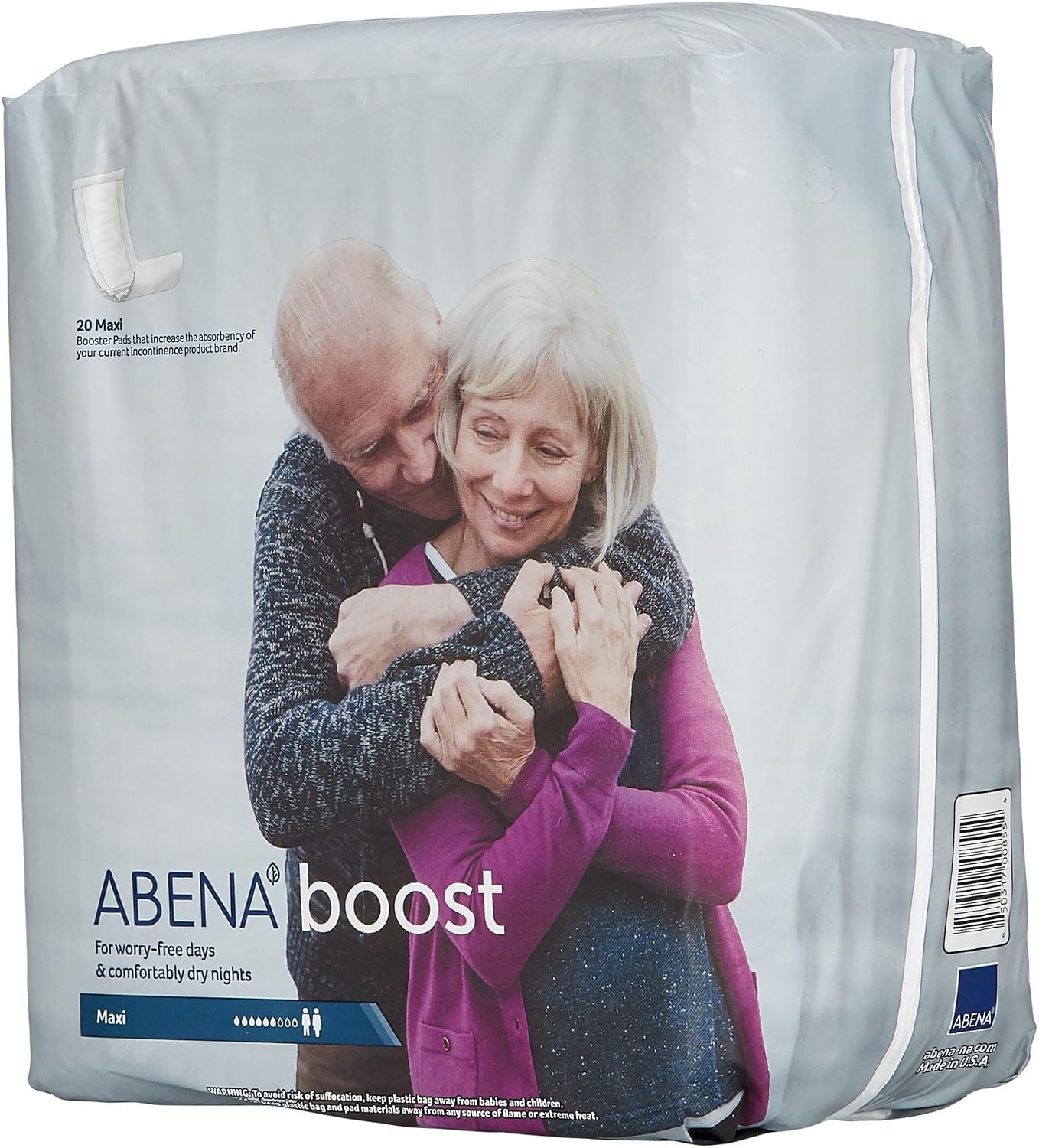 Abena BOOST Fluff Incontinence Pads - No Barrier/Flow-Through, (Sizes Normal To Extra Large) Extra Large, 20 Count