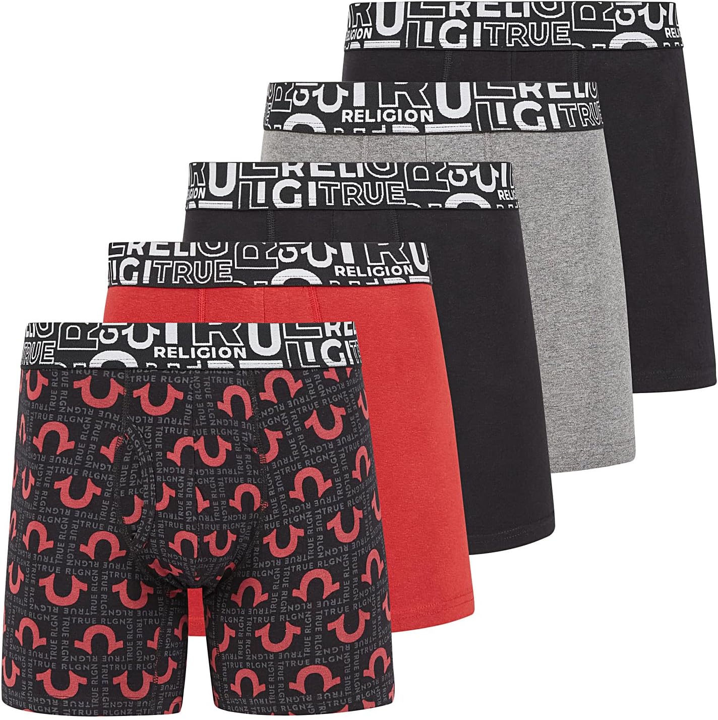 True Religion Cotton Stretch Mens Boxer Briefs, Mens Underwear Pack of 5