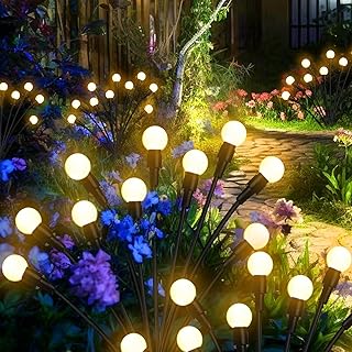 Solar Garden Lights – 4 Pack, Dual Mode 40 LED Outdoor Solar Lights, Upgraded Waterproof Solar Outdoor Decor for Yard, Patio, Pathway, Firefly Solar Lights Outdoor for Garden Ambiance(Warm light)