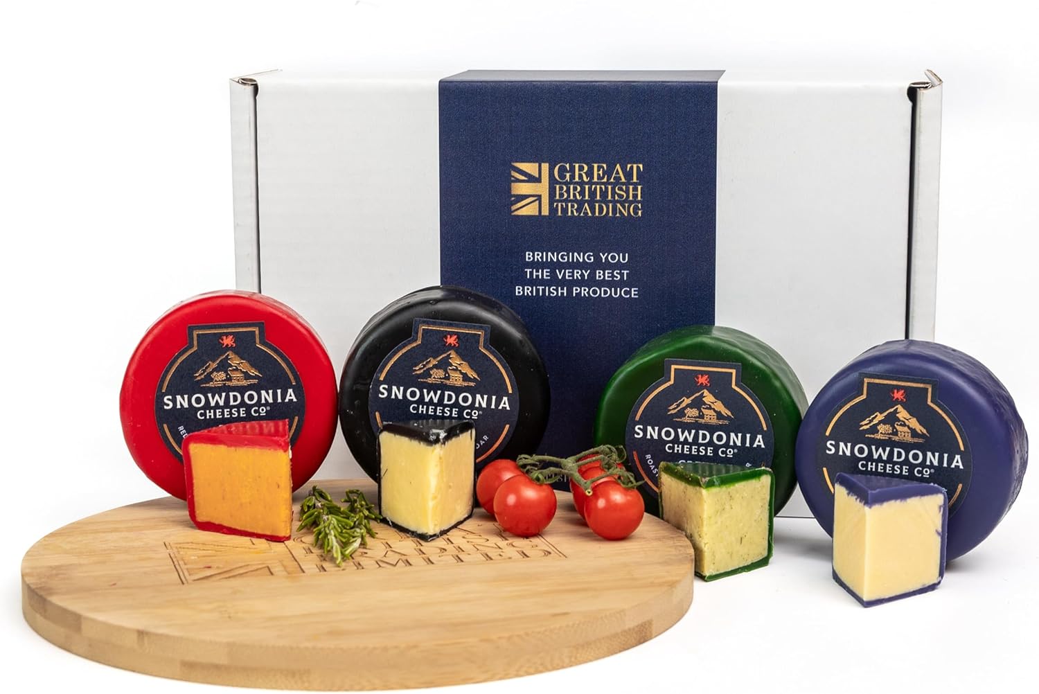 Snowdonia Cheese Company 4x Truckles Hamper Rock Star, Black Bomber, Green Thunder & Red Devil Gift Box From GREAT BRITISH TRADING LIMITED